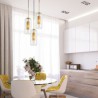 Unique Inner Brass Hollow out Pendant Light Bedroom Living Room Nordic Clear Glass Pendant Light