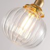 Clear Glass Pendant Light Round Ribbed Pumpkin Shape Lamp