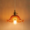 Dining Room Living Room Hallway Light Vintage Colorful Ribbed Glass Pendant Light Flower Shade Lamp With Twist Switch