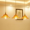 Dining Room Living Room Hallway Light Vintage Colorful Ribbed Glass Pendant Light Flower Shade Lamp With Twist Switch