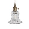 Clear Ribbed Glass Flower Shape Pendant Light Lamp With Twist Switch