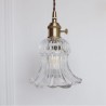 Clear Ribbed Glass Flower Shape Pendant Light Lamp With Twist Switch