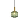 Pendant Light with Ribbed Glass and Brass Holder