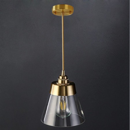 Glass Shade Nordic Retro Pendant Light Home Lighting Brass Holder Lamp Dining Room Bedroom Hallway Light