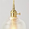 Kitchen Dining Room Hallway Lighting Farmhouse Clear Ribbed Glass Pendant Light Brass Glass Lamp With Twist Switch