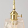 Cone Shade Brass Ribbed Glass Pendant Light With Twist Switch