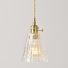 Dining Room Hallway Lighting Square Clear Ribbed Glass Pendant Light Brass Lamp With Twist Switch