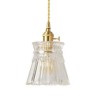 Pendant Light in Clear Ribbed Glass with Brass Twist Switch