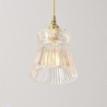 Pendant Light in Clear Ribbed Glass with Brass Twist Switch