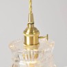 Pendant Light in Clear Ribbed Glass with Brass Twist Switch