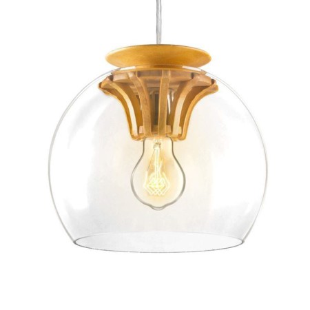 New Design Hand Blown Glass Pendant Light Wood Fixture Hanging Light (in Stock)