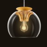 New Design Hand Blown Glass Pendant Light Wood Fixture Hanging Light (in Stock)