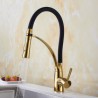 Swan Neck Spray Kitchen Faucet Gold and Black Kitchen Sink Faucet Mixer Tap