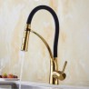 Swan Neck Spray Kitchen Faucet Gold and Black Kitchen Sink Faucet Mixer Tap