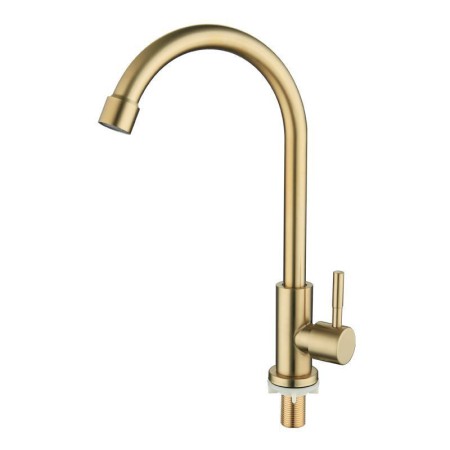 Stainless Steel Kitchen Sink Faucet with Swivel Nozzle and 360 Degree Rotatable Spout in Brushed Gold