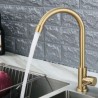 Stainless Steel Kitchen Sink Faucet with Swivel Nozzle and 360 Degree Rotatable Spout in Brushed Gold