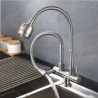 Kitchen Tap with Omni-directional Double Spouts in Stainless Steel