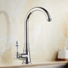 Swan Neck Solid Brass Kitchen Faucet with Porcelain Handle Chrome Antique Brushed Gold Black