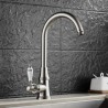 Swan Neck Solid Brass Kitchen Faucet with Porcelain Handle Chrome Antique Brushed Gold Black