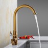 Swan Neck Solid Brass Kitchen Faucet with Porcelain Handle Chrome Antique Brushed Gold Black