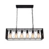 6-Light Farmhouse Hanging Light Rustic Rectangular Pendant Light For Living Room