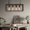 4-Light Farmhouse Hanging Light Rustic Rectangular Pendant Light For Living Room