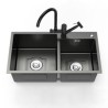 Double Bowl Thicken Handmade Black Stainless Steel Kitchen Sink