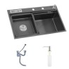 Titanium Technology HM8048 Stainless Steel Kitchen Sink Black Double Bowl Kitchen Wash Basin