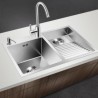 Double Bowl Stainless Steel Laundry Sink with Washboard