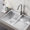 Double Bowl Stainless Steel Laundry Sink with Washboard