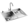 Double Bowl Stainless Steel Laundry Sink with Washboard