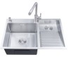 Double Bowl Stainless Steel Laundry Sink with Washboard