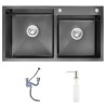 Black Titanium Technology Stainless Steel Black Kitchen Sink Double Bowl Wash Sink