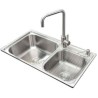 Modern Single Bowl 304 Stainless Steel Kitchen Sink with Drain Basket and Liquid Soap Dispenser