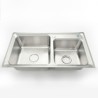 Silver Double Bowl Stainless Steel Kitchen Sink Top Mount (Faucet Not Included)