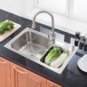 Single Bowl Stainless Steel Kitchen Sink with Drainer Basket and Liquid Soap Dispenser