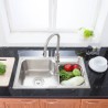 Single Bowl Stainless Steel Kitchen Sink with Drainer Basket and Liquid Soap Dispenser