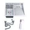 Double Bowl Stainless Steel Laundry Sink with Washboard