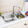 Silver 30 Inch Double Bowl Kitchen Sink Stainless Steel Drop-In Sink (Faucet Not Included)