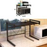 Black Microwave Oven Stainless Steel Storage Shelf Stretchable Kitchen Rack