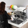 Stainless Steel Multifunctional Storage Rack 2 Layers Kitchen Sink Dish Drying Rack