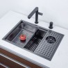 SUS304 Black Handmade Kitchen Sink With Cup Washer Drain Basket