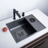 SUS304 Black Handmade Kitchen Sink With Cup Washer Drain Basket