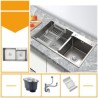 Double Bowl Stainless Steel Silver Kitchen Sink Vegetable Washing Sink