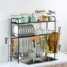 Multifunctional Stainless Steel Storage Rack 2 Layers Black Kitchen Sink Standing Rack