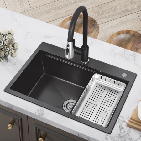 Black Single Bowl Kitchen Washing Sink in Stainless Steel