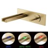 Split Wall Mounted Waterfall Sink Tap with LED Brushed Gold Basin Faucet