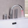 Chrome/Black LED Bathtub Faucet Deck Mounted Tub Filler Tap