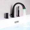 Chrome/Black LED Bathtub Faucet Deck Mounted Tub Filler Tap