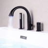 Chrome/Black LED Bathtub Faucet Deck Mounted Tub Filler Tap